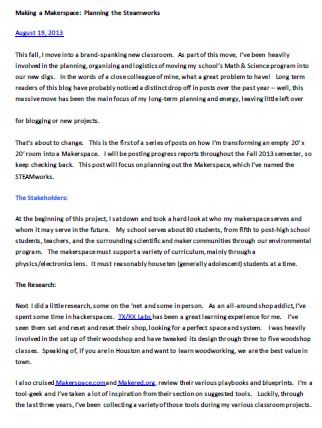 Making a Makerspace Part 1